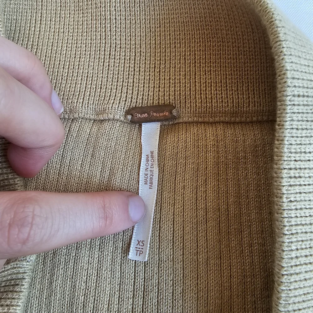 Free People Knit Tan Ribbed Midi Skirt - size XS - Picture 4 of 6